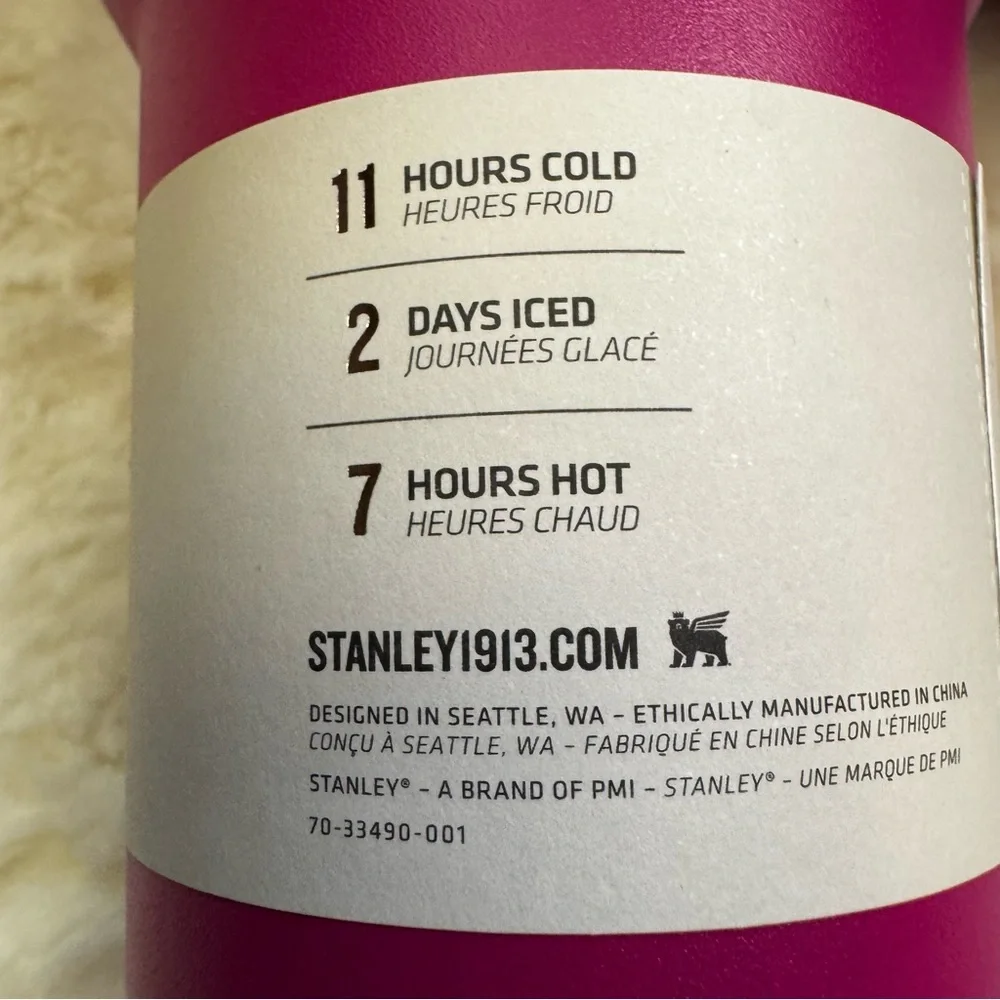 Stanley Fuchsia Pink The Flowstate Quencher H2.O Tumbler 40 oz  3 Position Lid - Picture 6 of 8